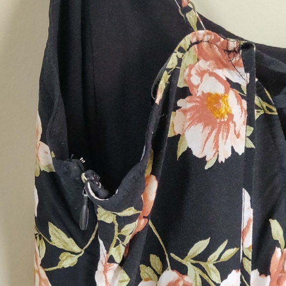 Forever 21 Black Lace-up Floral Summer Minidress Large - Picture 8 of 12